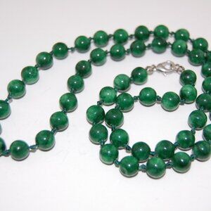 Jade Necklace,Hand Knotted Necklace,8mm Jade Stone Beads Knot Necklace